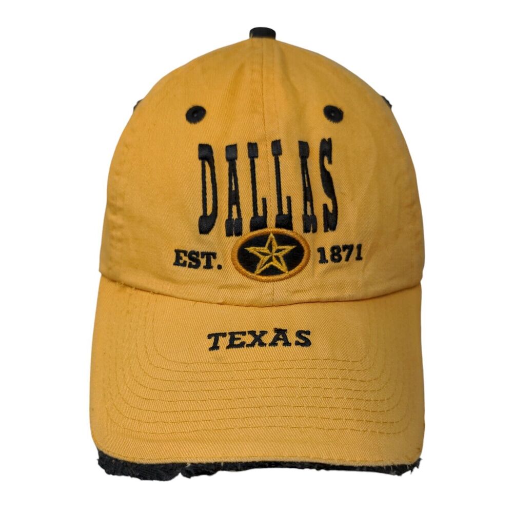 Dallas Texas Slideback Hat Yellow One Size Leather Strap Fahrenheit
